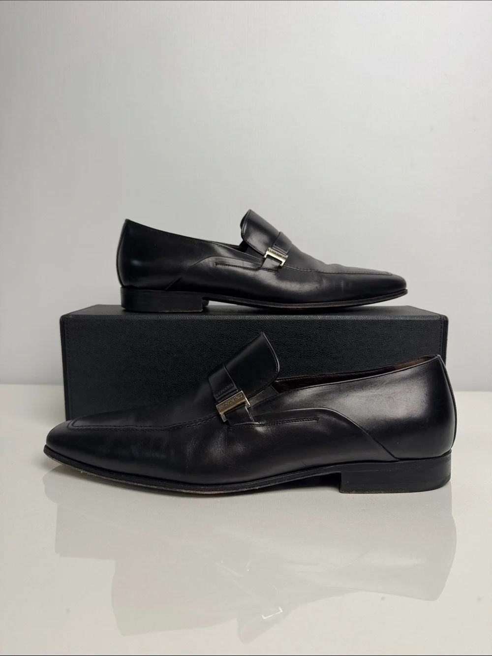 Bruno Magli Remiglio Men’s Black Leather Hand Made Dress Shoes 9M Made in Italy